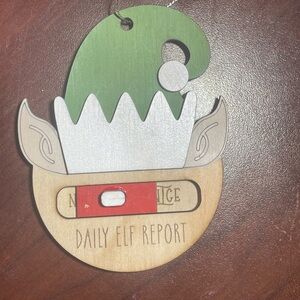 NWOT HANDMADE WOODEN ELF ORNAMENT